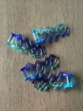 LEGO 59233pb01 Wave Angular Double Handle Trans-Purple Marbled 4 Pieces