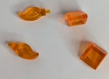 Lego Transparent Orange Wave Rounded Straight Single w/ Small Pin End