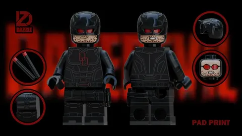 LEGO Dazzle Brick Custom Daredevil Born Again Black Suit Daredevil Minifigure