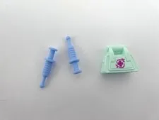 Lego Friends Light Blue Medical Bag (06-B02) and 2 Blue Syringes (98393i)