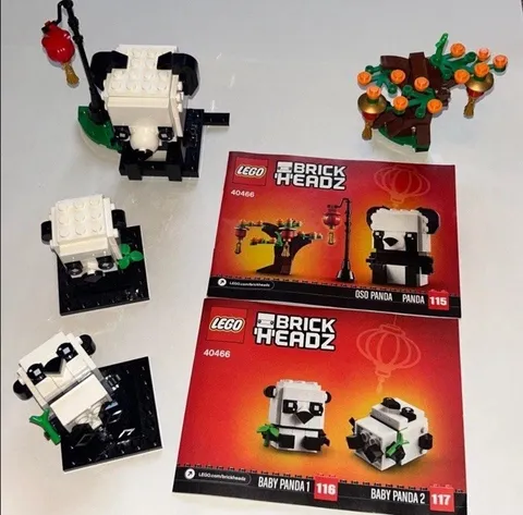 LEGO BrickHeadz Chinese New Year Pandas  #40466 Built Set. No Box. Retired Set.