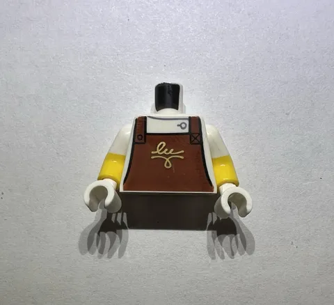 Lego Minifigure Upper Torso Shirt Brown Baker White Overalls New 71052 City