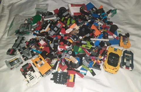 LEGO Mixed Bulk Lot Of Race Cars, Wheels, Bricks, Accessories  & Parts 7 Lbs