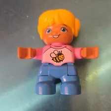 Lego Duplo Blonde Girl Daughter Pink Bumble Bee Shirt Figure Pigtails