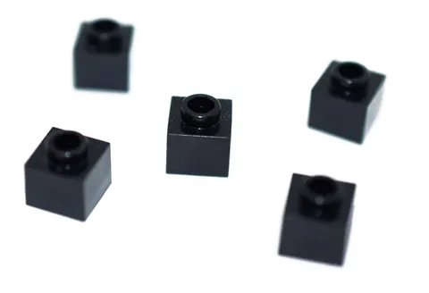 5 LEGO Black 1 x 1 x 2/3 Brick modified open stud short brick 86996 6388352