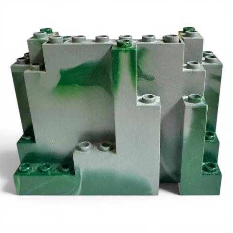 LEGO 6082pb01 BURP Rock Panel 4x10x6 Marbled Dark Green Castle Piece