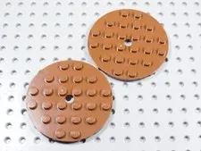 LEGO Lot of 2 Reddish Brown 6x6 Round Plates BN