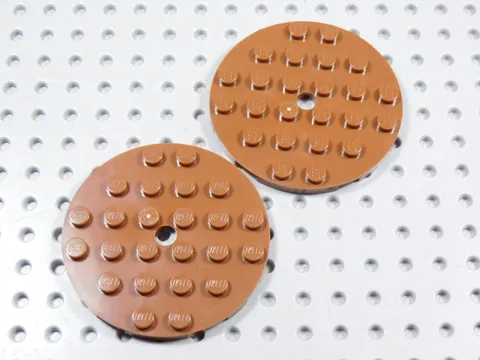 LEGO Lot of 2 Reddish Brown 6x6 Round Plates BN