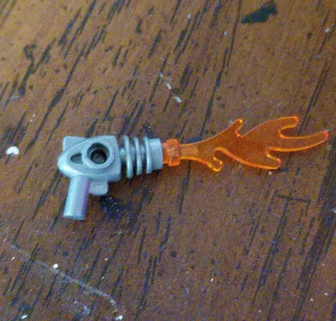 LEGO City Fire Flamethrower Minifigure Accessory Trans-Orange Flame Gray (2)