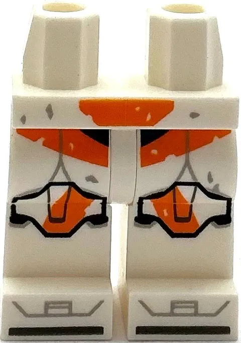 Lego New Minifig White Pants Legs w/ SW Clone Trooper Armor Orange Knee Part