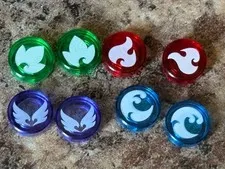 Lego Elves 1x1 Round Tile x 8 Fire Water Earth Wind Power Blue Red Green Purple