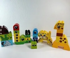 Lego Duplo Animals & Eye Bricks Lot 27 Printed Pieces Tiger Giraffe Zoo