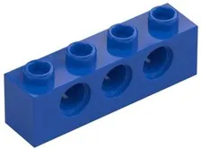 Lego Blue TECHNIC Brick 1 x 4 with Holes Qty 1 Part 3701 T1