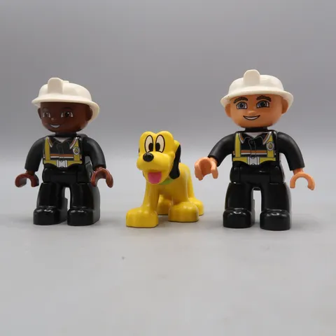 Duplo LEGO Disney Minifigures Pluto Dog & 2 Fireman Figure Lot of 3