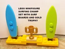 LEGO Minifigure Surfing Champion Set with Trophy with Surf Boards Beach Sports
