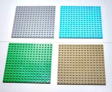 Lego Baseplate 16x16 4pc Mixed Lot Green Dark Tan Gray Azure Blue Star Wars City
