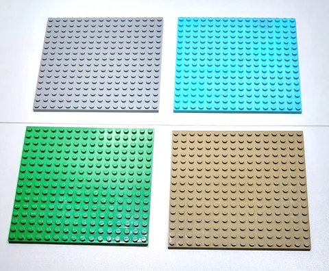 Lego Baseplate 16x16 4pc Mixed Lot Green Dark Tan Gray Azure Blue Star Wars City