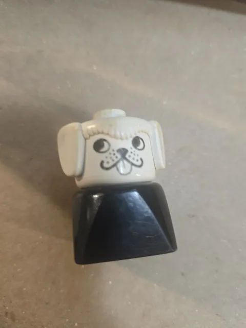 Vintage Lego Duplo Black & White Puppy Dog Pet Older Style Bust Square D17