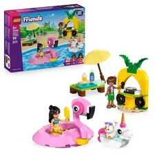 LEGO Friends Unicorn & Flamingo Pool Party Toy with Animal 'Floaties', 2 Mini Do
