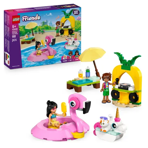 LEGO Friends Unicorn & Flamingo Pool Party Toy with Animal 'Floaties', 2 Mini Do