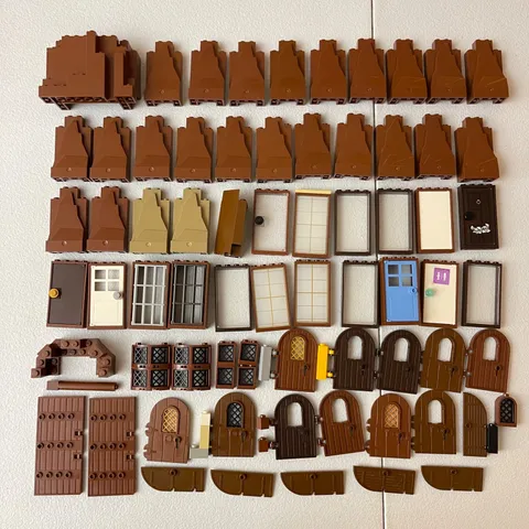 LEGO Reddish Brown Castle Lot - Mountain MOC Old BURP Rock Job Door 1x4x6 2x4x6