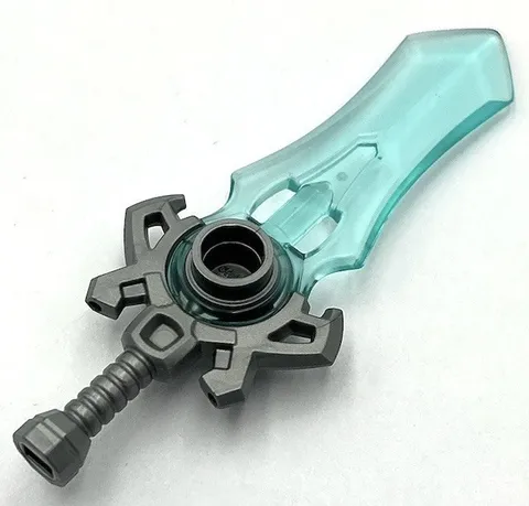 Lego New Flat Silver Minifigure Weapon Sword Large w/ Molded Blue Blade Part