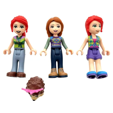 Lego Friends Minifigures Replacements 3 Girls 1 Pet Hedgehog Animal Lot of 4