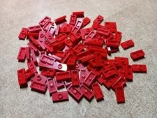 LEGO BULK LOT OF 100 RED 1X2  MODIFIED PLATE WITH JUMPER STUD #3794