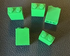 LEGO Parts 3245c Lot 5 Brick 1x2x2 with Inside Stud Holder Green