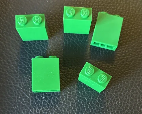 LEGO Parts 3245c Lot 5 Brick 1x2x2 with Inside Stud Holder Green