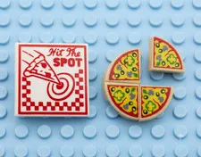 Lego Lot Of 4 Pizza SLICES + 1 BOX PIZZA Tiles New City Food Print ~*FREE SHIP*~