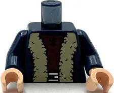 Lego New Minifigure Dark Blue Torso Coat Tan Fur Collar and Trim Part