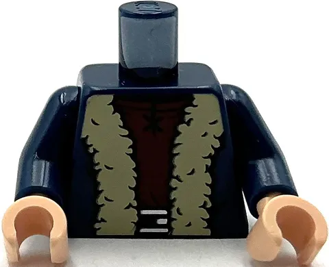 Lego New Minifigure Dark Blue Torso Coat Tan Fur Collar and Trim Part