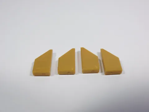 LEGO 4 Pearl Gold 1x2 Wedge Smooth Plates Tiles Left Right O1