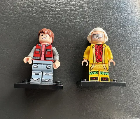 LEGO Lot of 2 Minifigures - Brown Hair Red Vest Gray Outfit & White Hair Yellow