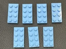 LEGO Parts Medium Azure Flat Plate 2 x 4 #3020 Lot 7 Pieces 2x4