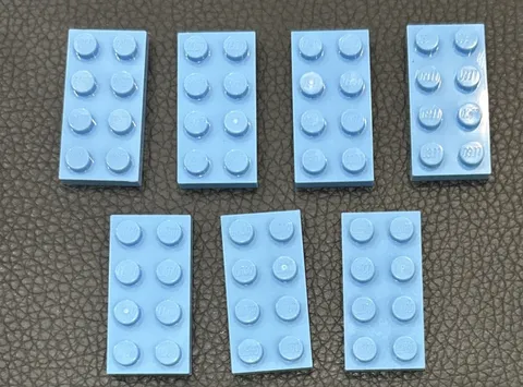 LEGO Parts Medium Azure Flat Plate 2 x 4 #3020 Lot 7 Pieces 2x4