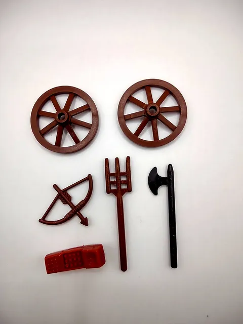 Lego Replacement Parts Wagon Wheels Pitchfork Bow And Arrow Hatchet Phone