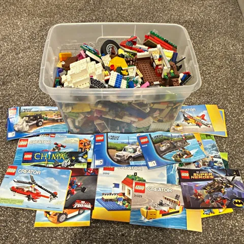 LEGO Bulk Lot with 30+ Manuals Mixed Assorted Pieces With Yellow Storage Brick!