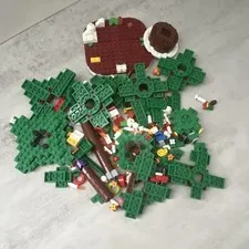 LEGO Bulk Christmas Tree Parts Lot Green Brown White + Mixed Color Pieces
