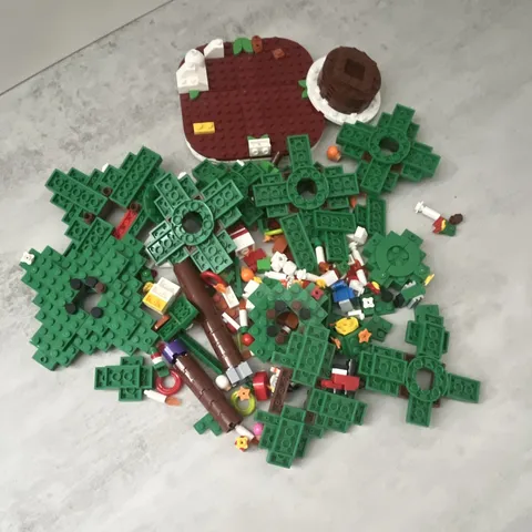 LEGO Bulk Christmas Tree Parts Lot Green Brown White + Mixed Color Pieces