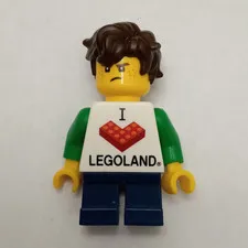 LEGO LEGOLAND Boy Minifigure w/ Printed "I Heart LEGOLAND" Torso & Blue Legs
