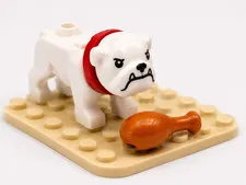 LEGO White Bulldog Red Collar guard Dog Puppy Pet Animal Minifigure City Town
