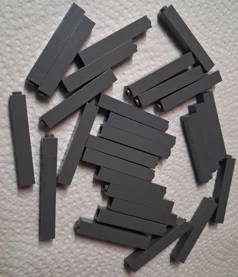 A Lego Lot 29 Dark Bluish Gray 1 x 1 x 5 Brick 2 Type 2453b 2453a