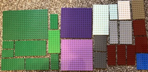 Lego Plates Lot Various Colors 25 Pcs Green Purple Gray Brick Red Blue Aqua