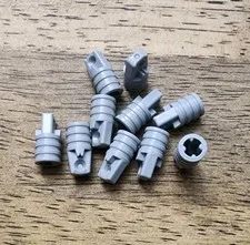 LEGO Light Bluish Gray Hinge Cylinder 1 x 2 Locking, 1 Finger, Axle Hole. QTY 10