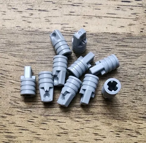 LEGO Light Bluish Gray Hinge Cylinder 1 x 2 Locking, 1 Finger, Axle Hole. QTY 10
