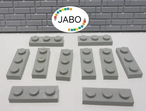 (J7/3/1) LEGO 10 x 3623 Flat Plate 1x3 Old Light Grey