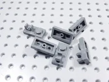LEGO Lot of 6 Dark Bluish Gray 1x2 Plates w/ Stud and Clip on Top BP