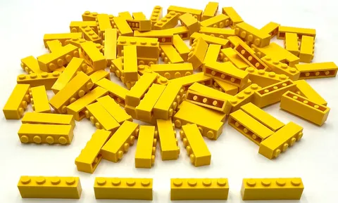 Lego 100 New Yellow Bricks Building Blocks 1 x 4 Stud Parts